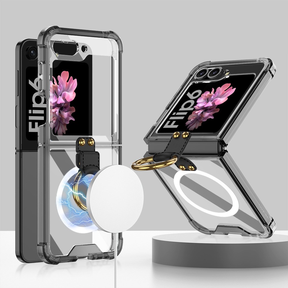 GKK GKK Galaxy Z Flip 6 / 7 FE Skal Med Ringhållare MagSafe Tonad Svart