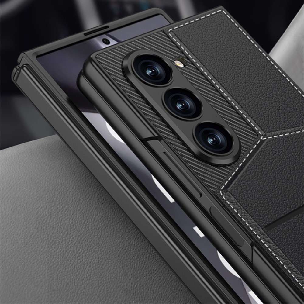 GKK GKK Galaxy Z Fold 6 Skal Med Korthållare Läder Svart