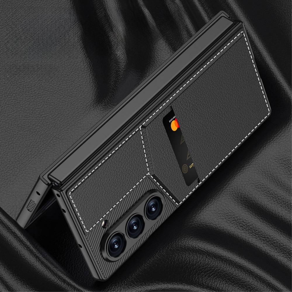 GKK GKK Galaxy Z Fold 6 Skal Kickstand Med Korthållare Kolfiber Svart