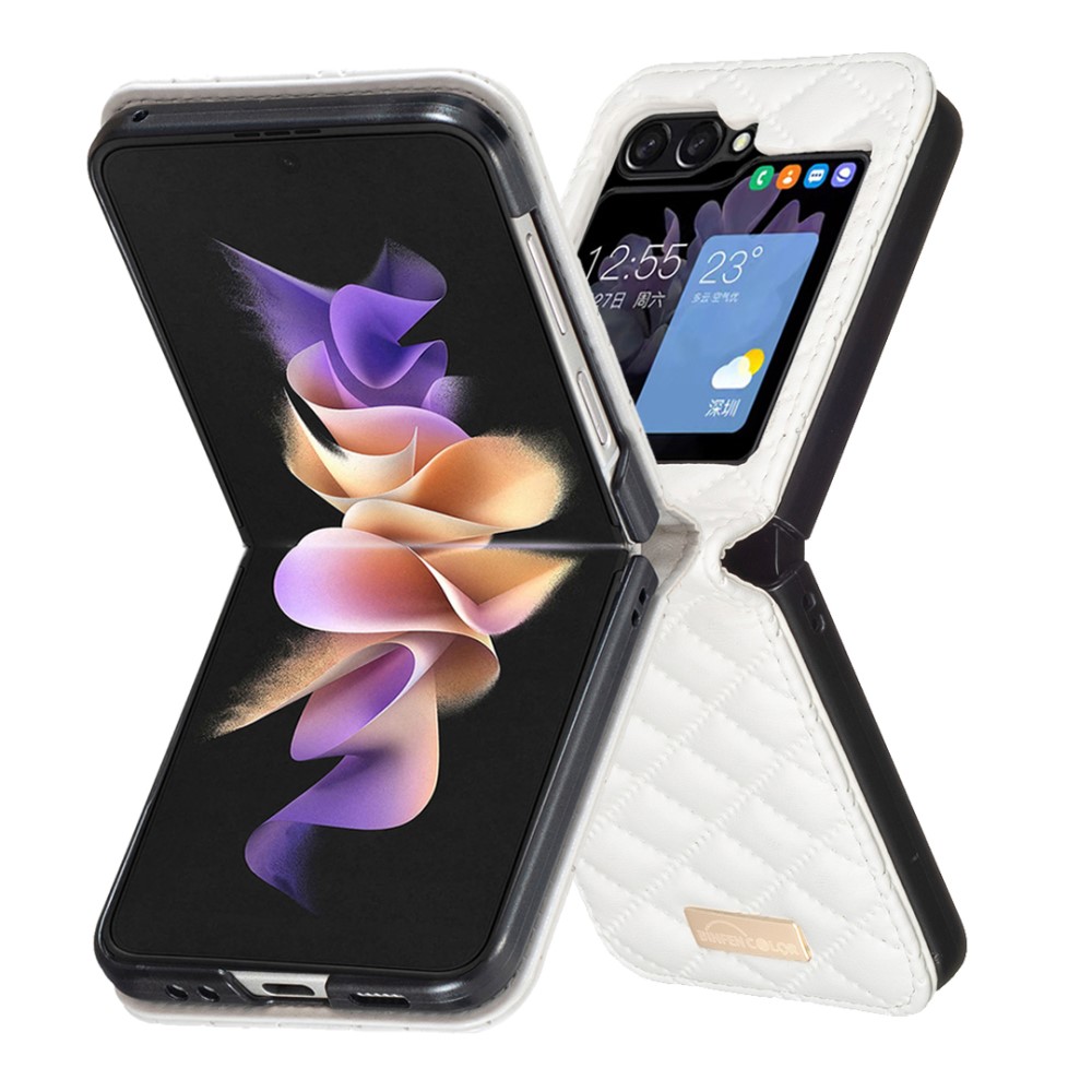  Galaxy Z Flip 6 / 7 FE Skal Diamond Textur Vit