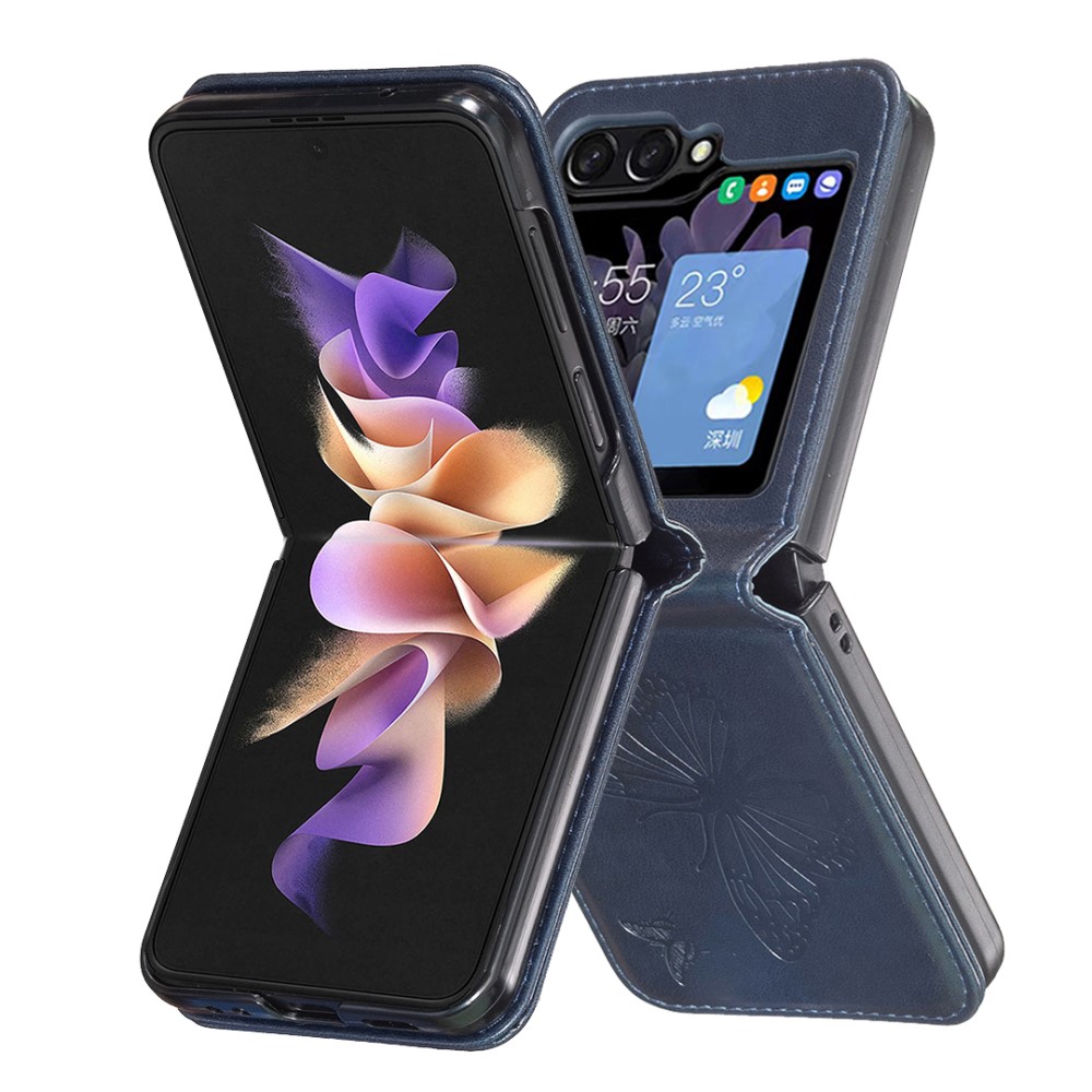  Galaxy Z Flip 6 / 7 FE Skal Fjäril Textur Mörk Blå