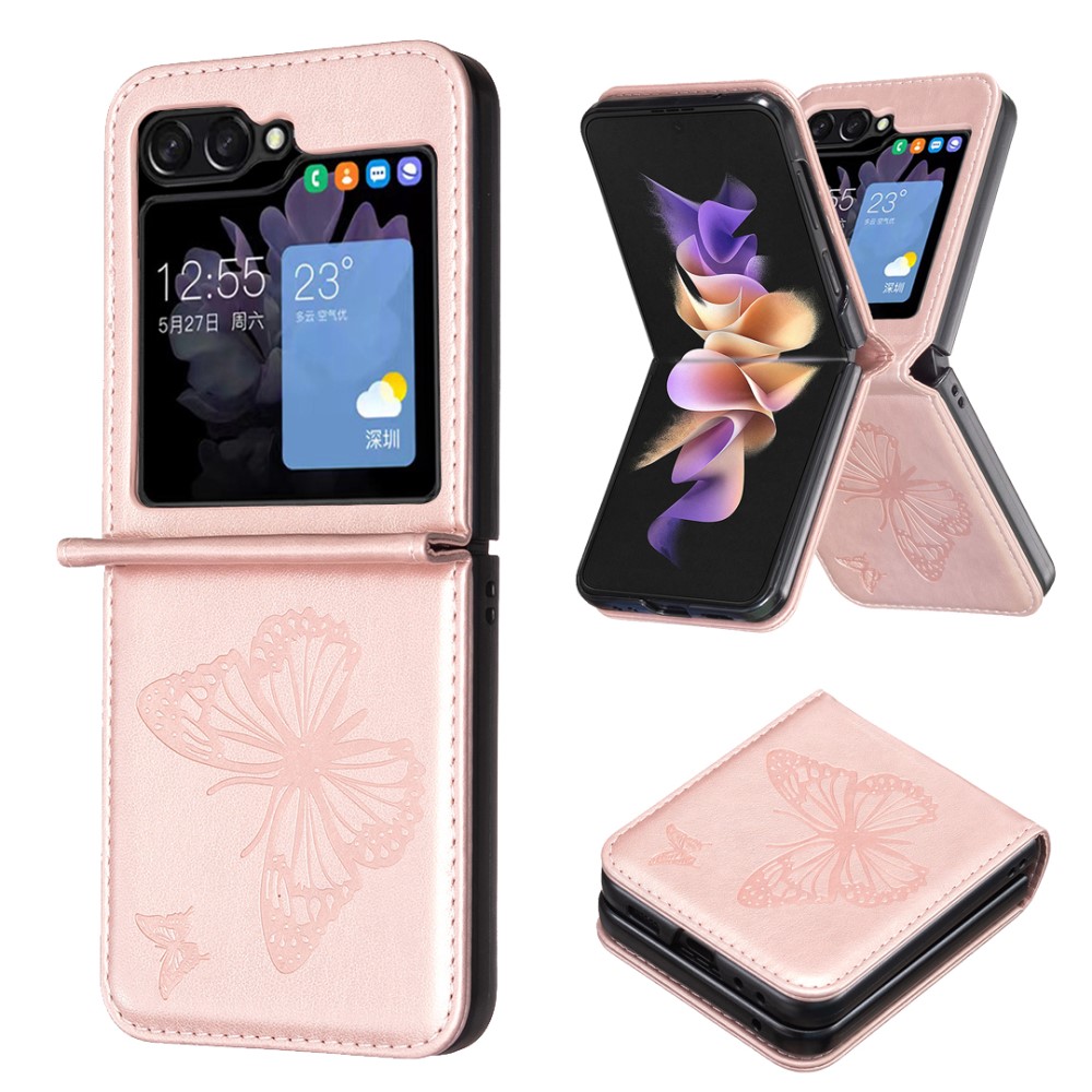  Galaxy Z Flip 6 / 7 FE Skal Fjäril Textur Rosa
