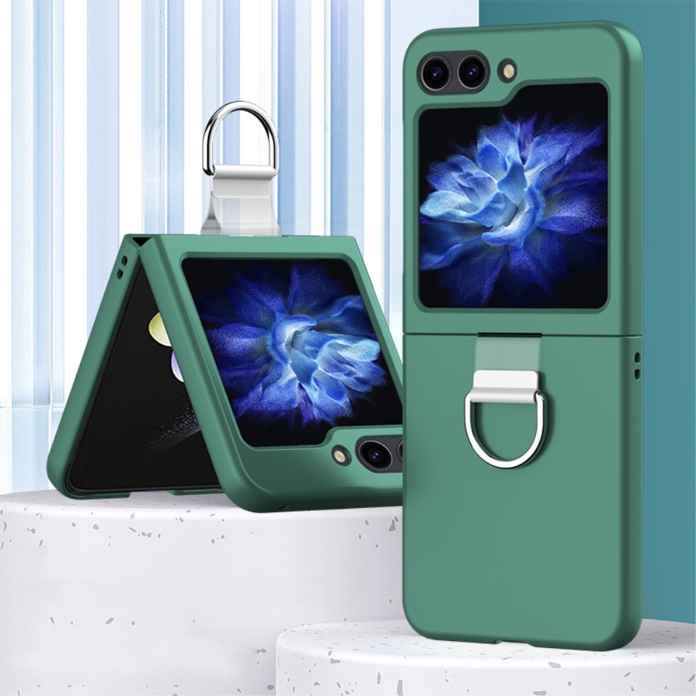 Galaxy Z Flip 6 / 7 FE Skal Skin Touch Ringhållare Mörk Grön