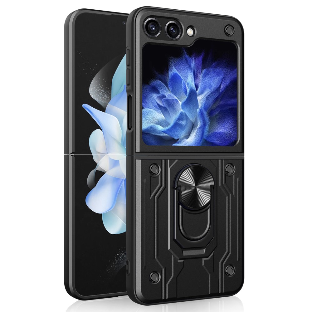  Galaxy Z Flip 6 / 7 FE Skal Armor Hyrbid Ringskal Svart
