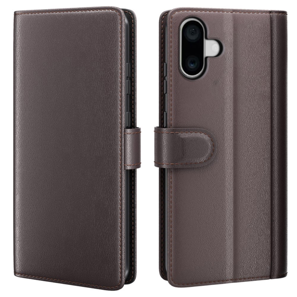  iPhone 16 Fodral Premium Äkta Läder Brun