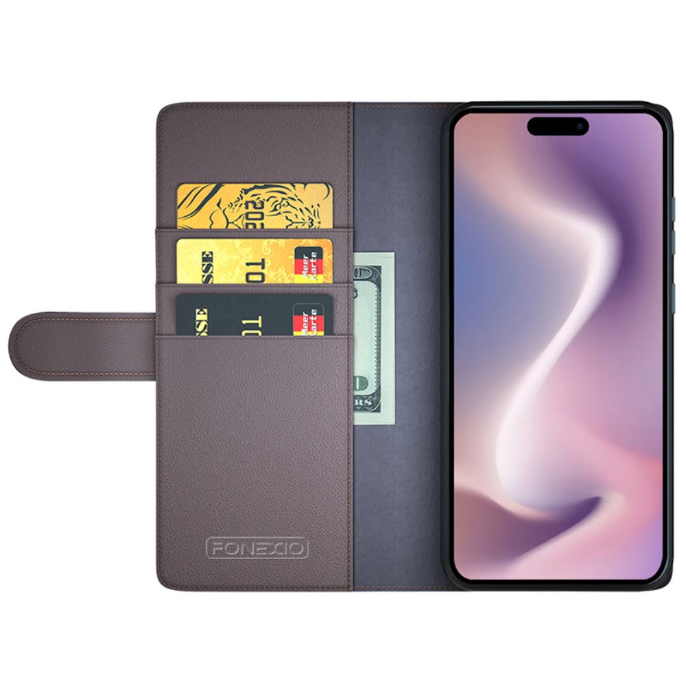  iPhone 16 Fodral Premium Äkta Läder Brun