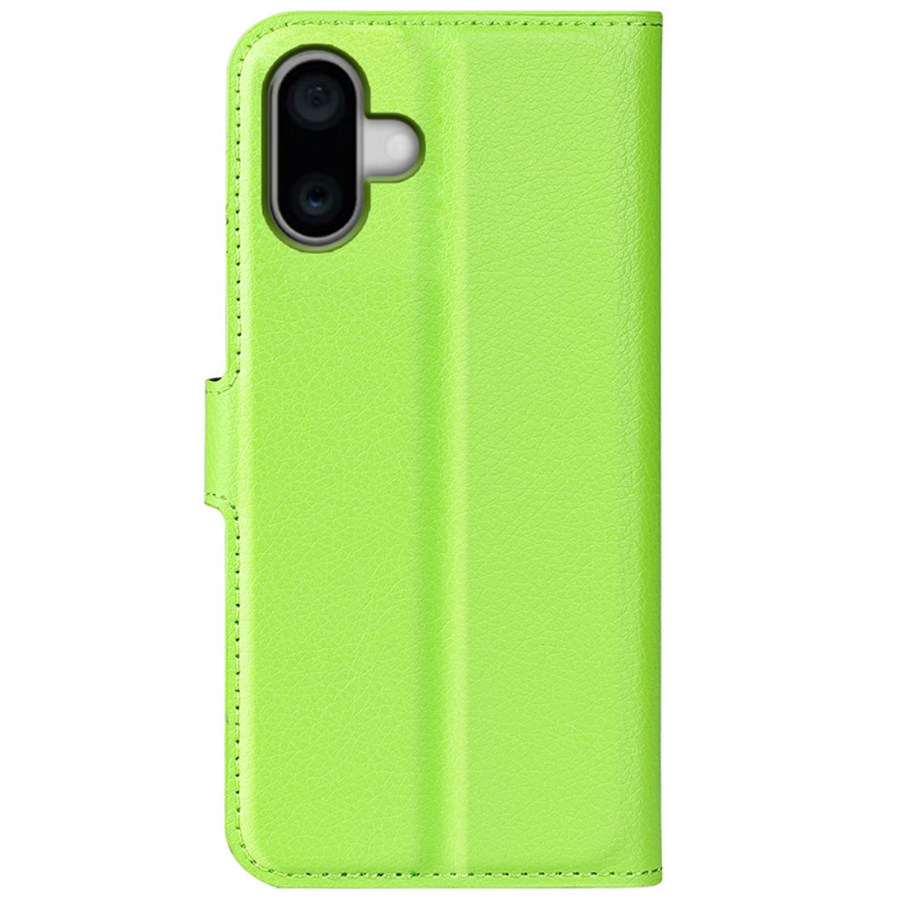  iPhone 16 Fodral Litchi Textur Läder Grön