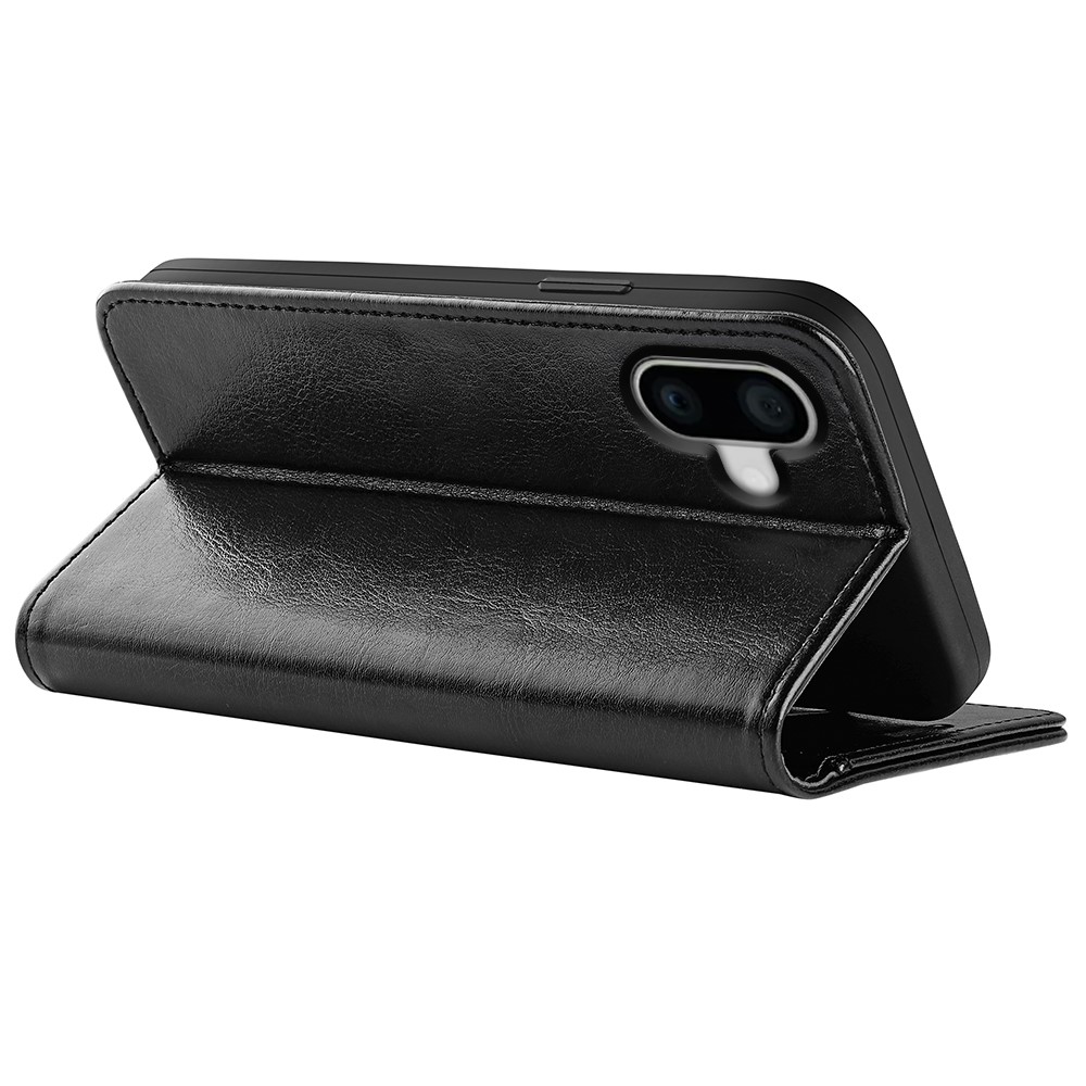  iPhone 16 Fodral Läder Crazy Horse Svart