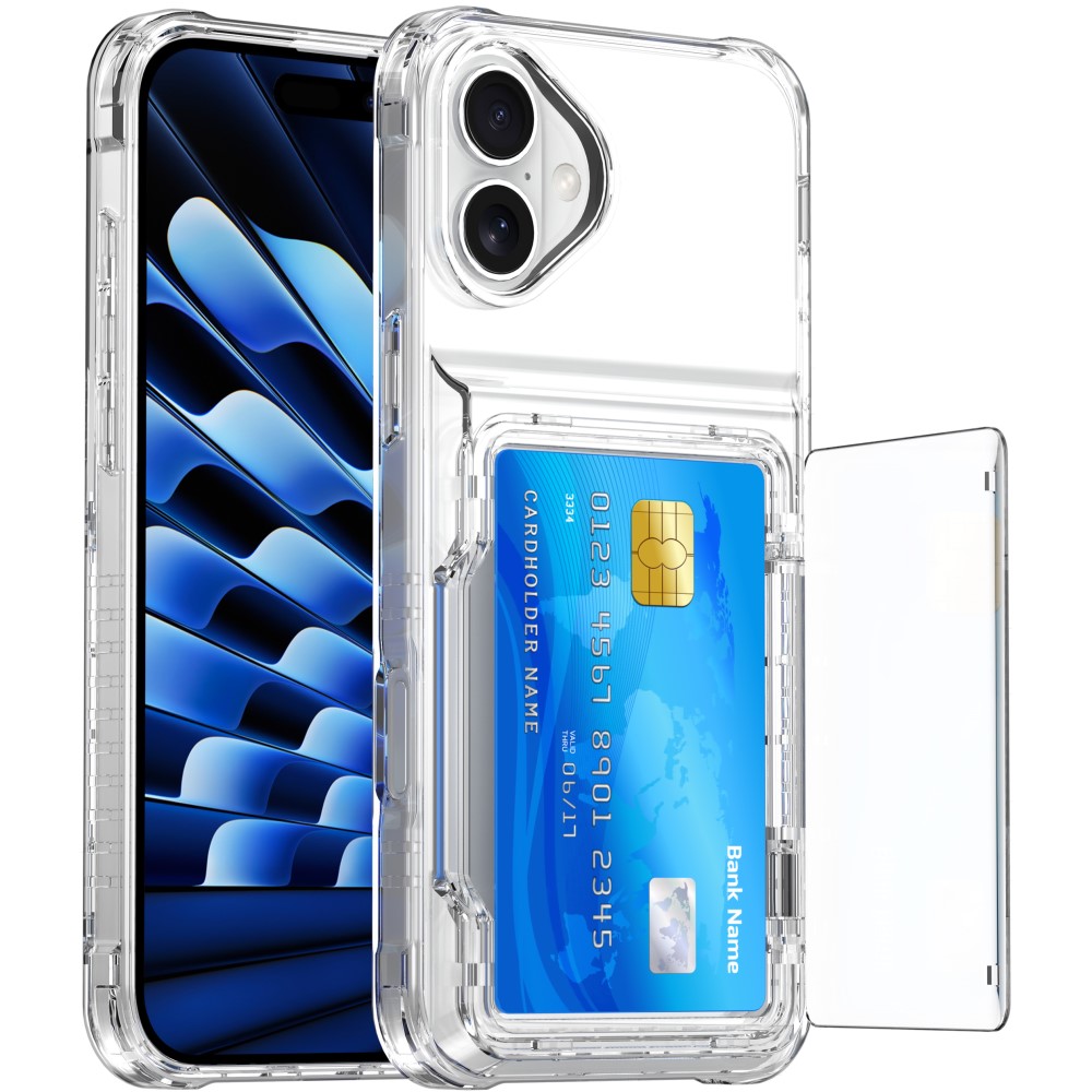  iPhone 16 Skal Kickstand Med Korthållare Transparent