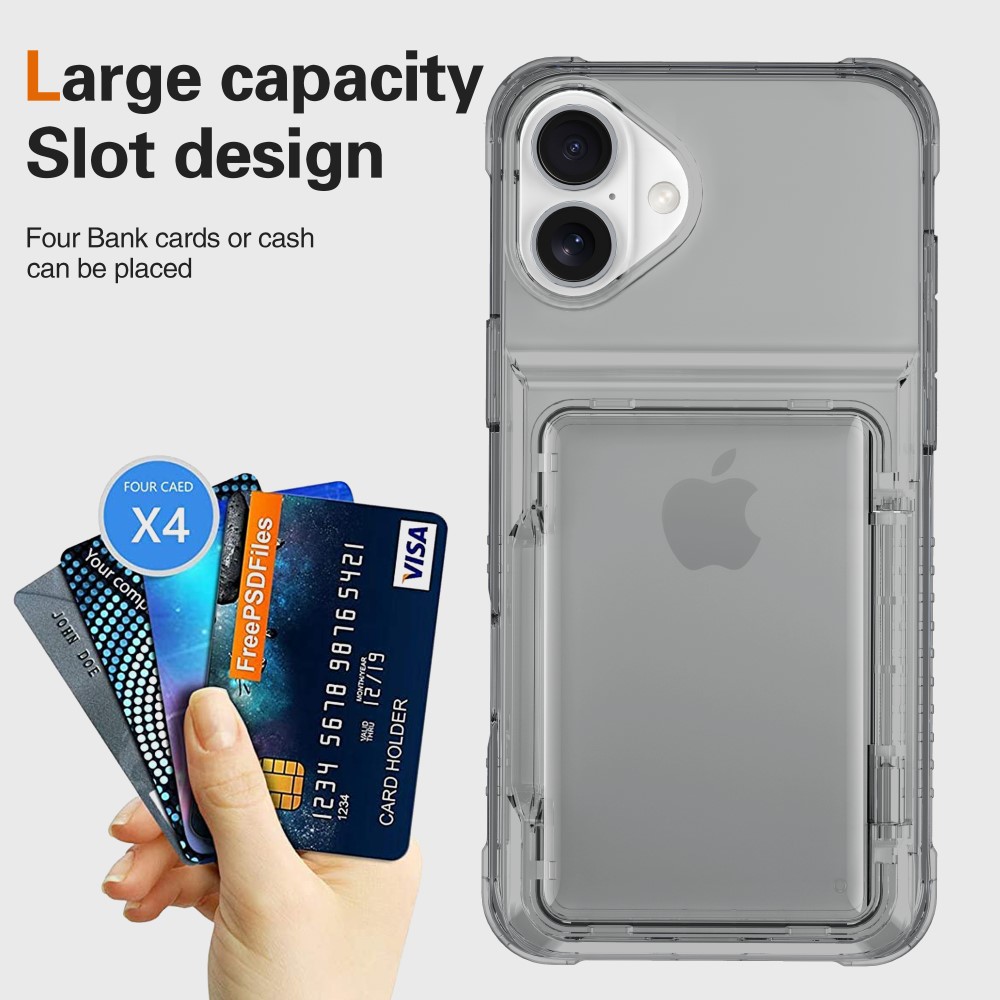  iPhone 16 Skal Kickstand Med Korthållare Tonad Svart