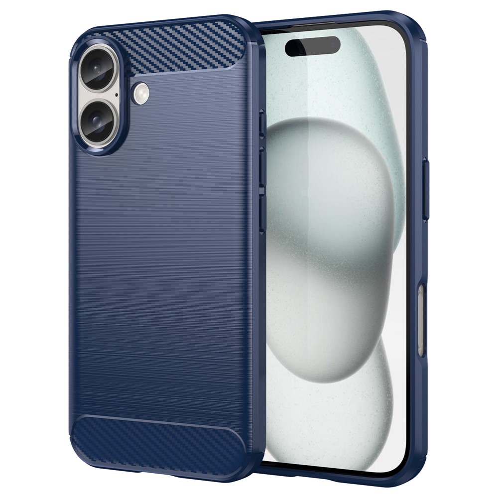  iPhone 16 Skal Kolfiber Textur Blå