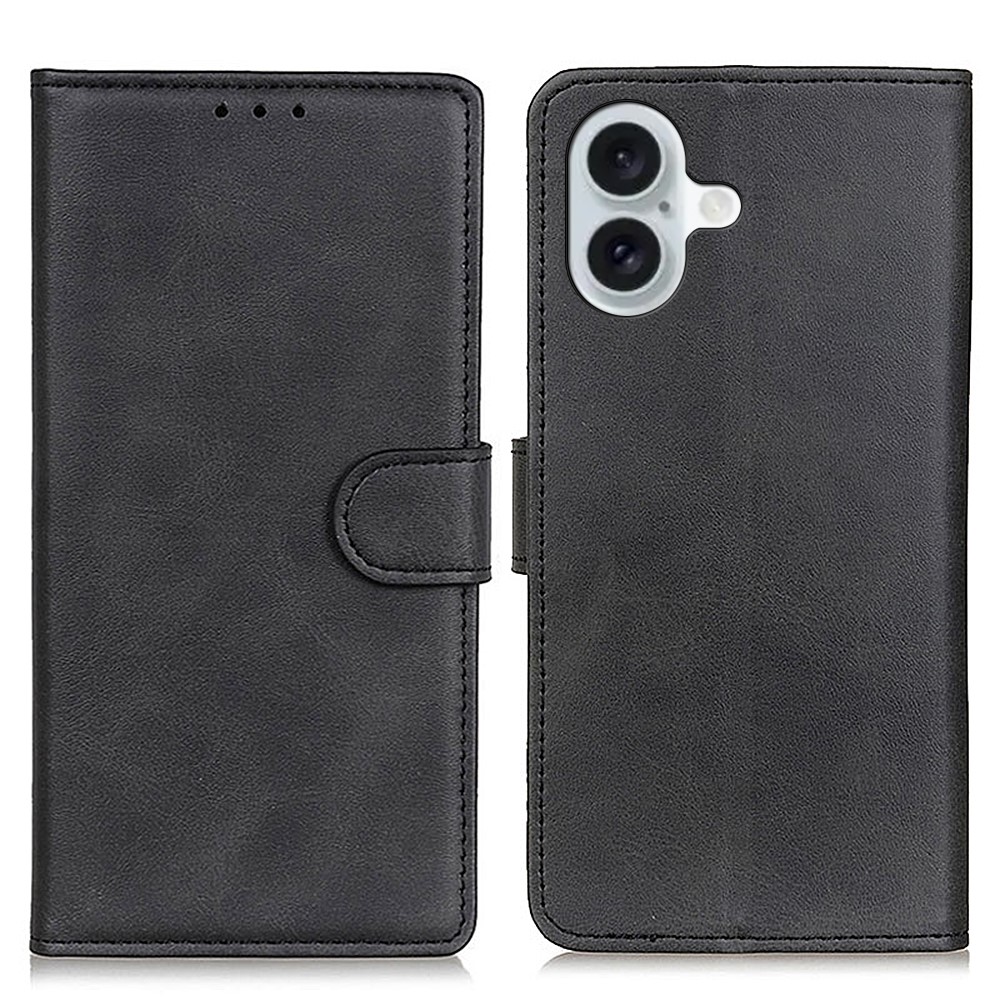  iPhone 16 Fodral Solid Läder Svart