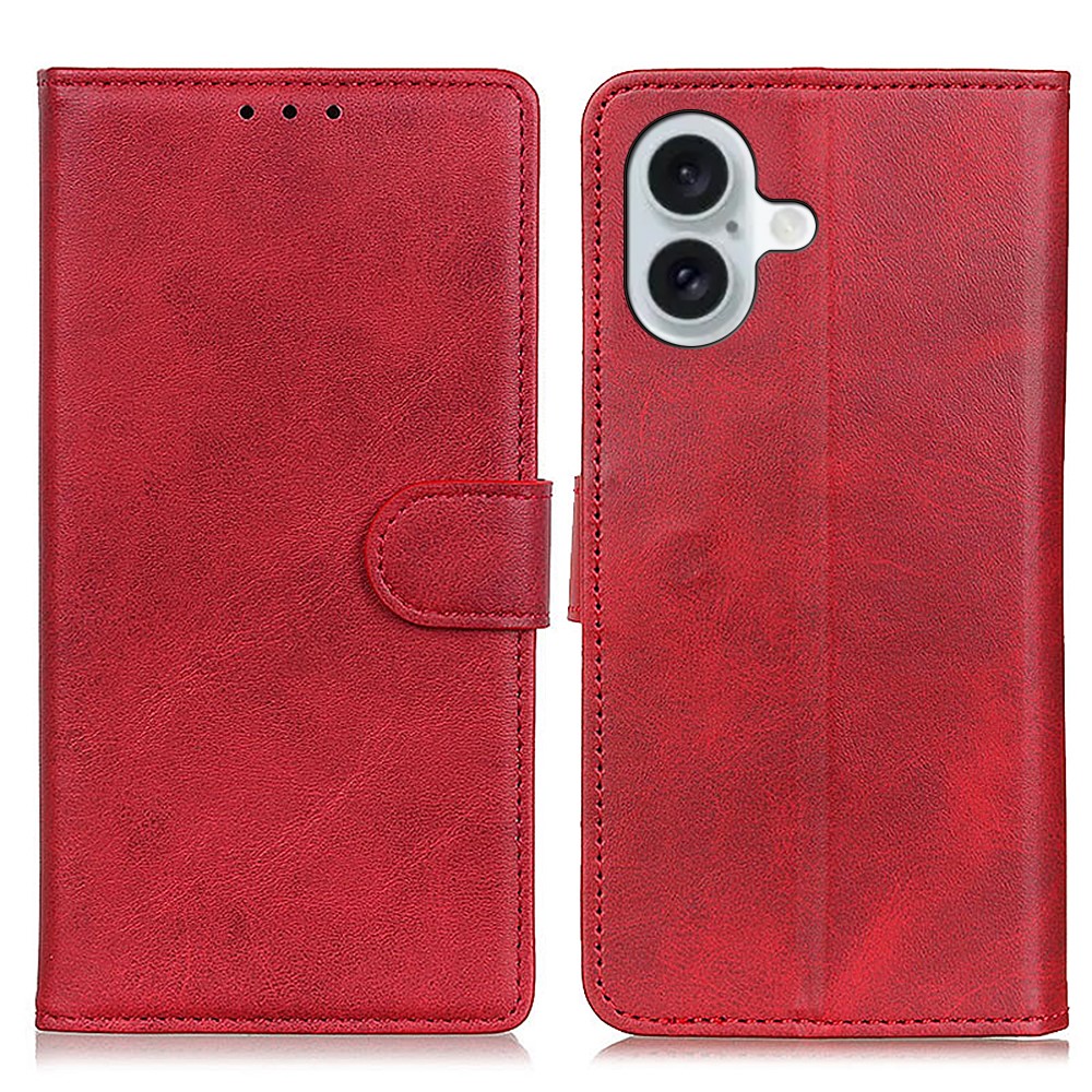  iPhone 16 Fodral Solid Läder Röd
