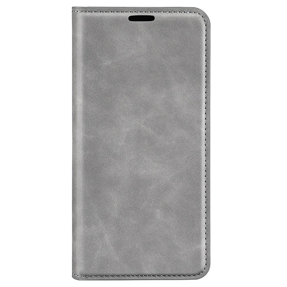  iPhone 16 Pro Fodral Flip Läder Grå