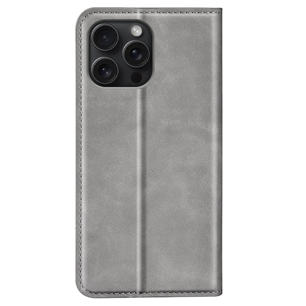  iPhone 16 Pro Fodral Flip Läder Grå