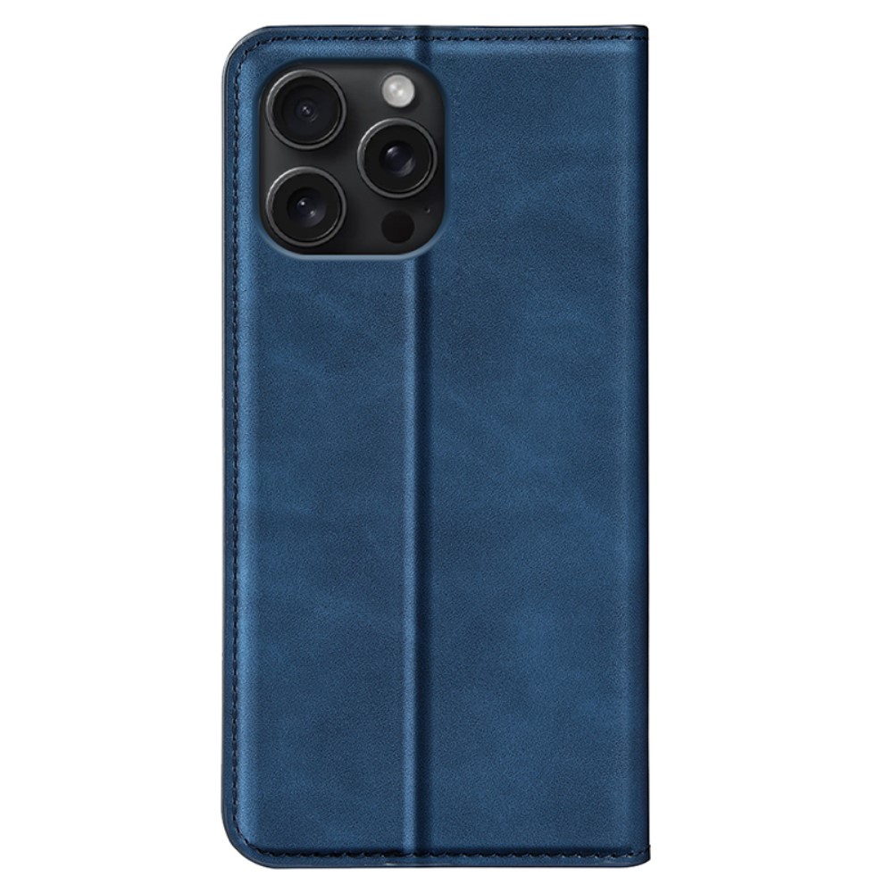 iPhone 16 Pro Fodral Flip Läder Blå