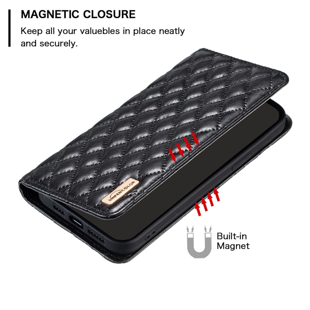 iPhone 16 Pro Fodral Diamond Flip Läder Svart