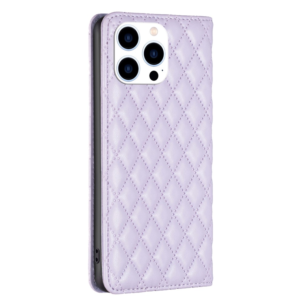  iPhone 16 Pro Fodral Diamond Flip Läder Lila
