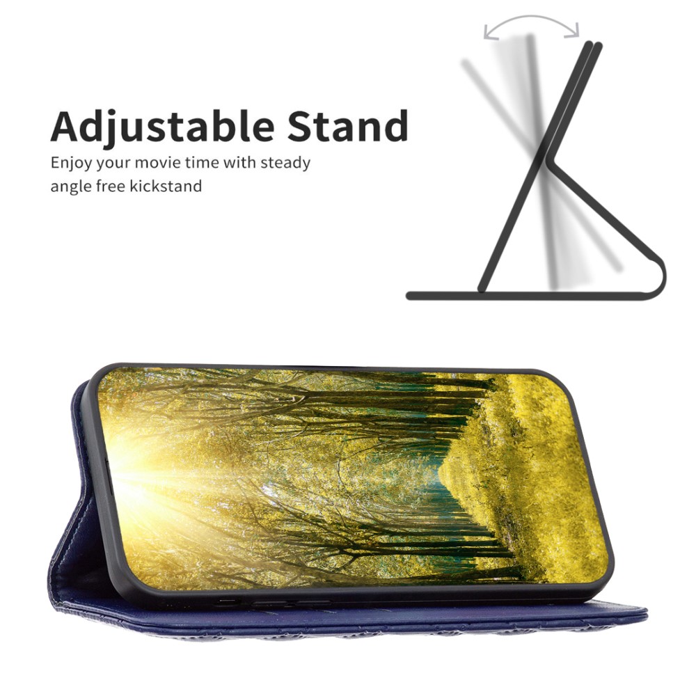  iPhone 16 Pro Fodral Diamond Flip Läder Mörk Blå