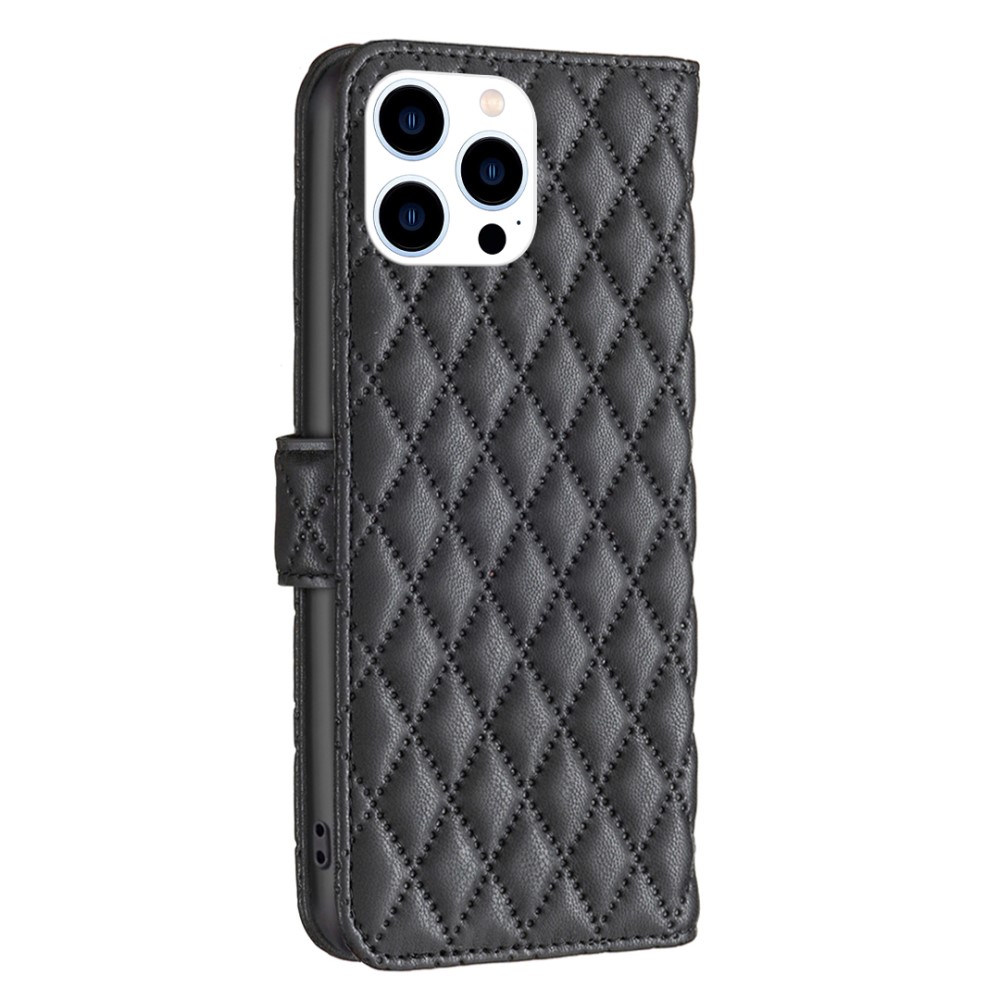  iPhone 16 Pro Fodral Diamond Läder Svart