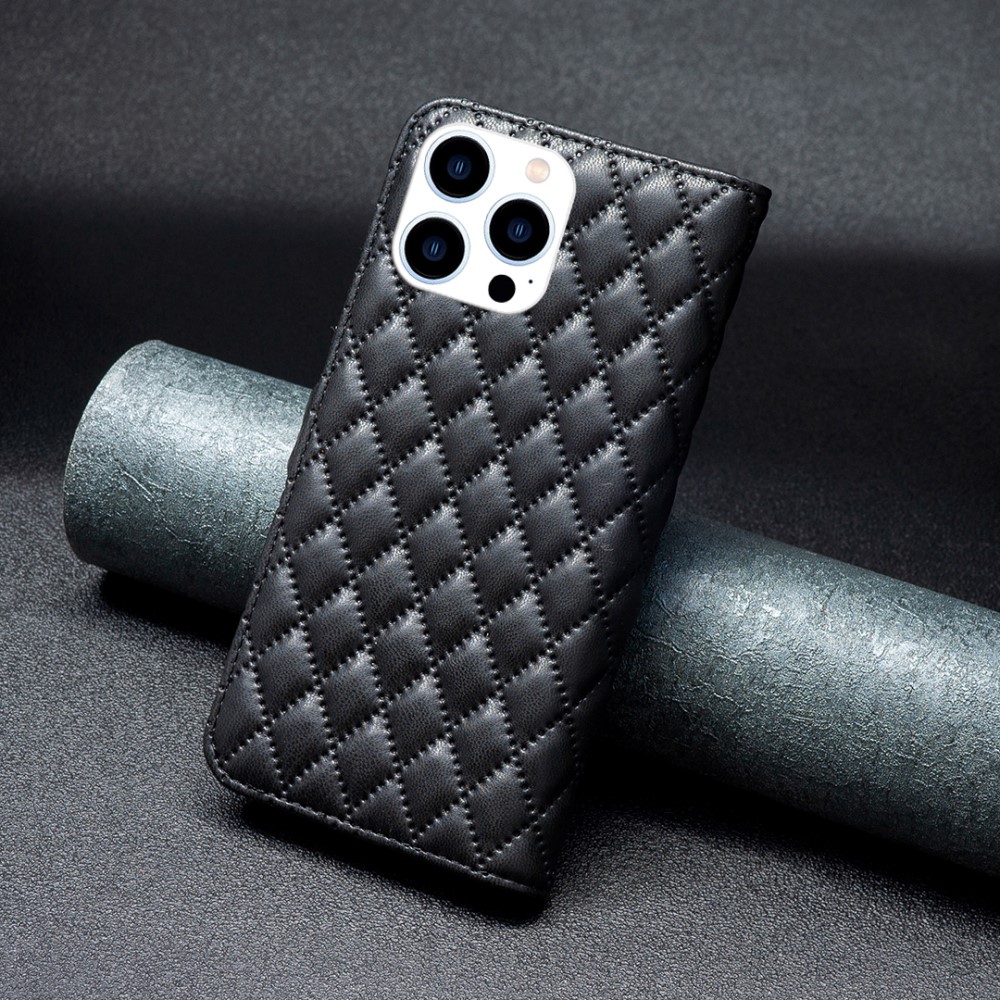  iPhone 16 Pro Fodral Diamond Läder Svart