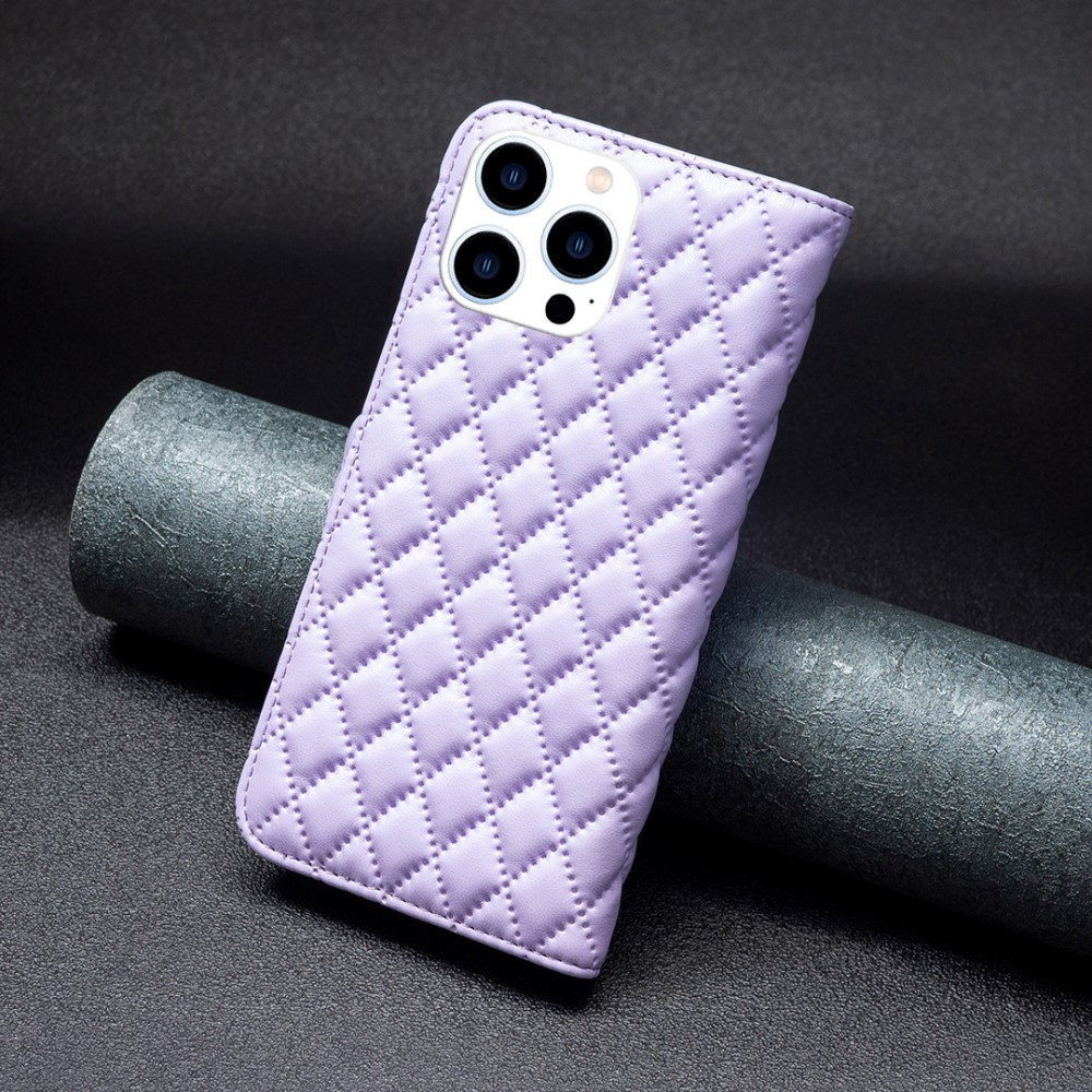  iPhone 16 Pro Fodral Diamond Läder Lila