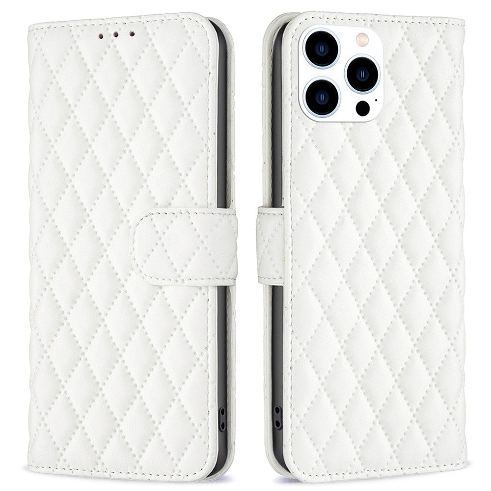  iPhone 16 Pro Fodral Diamond Läder Vit