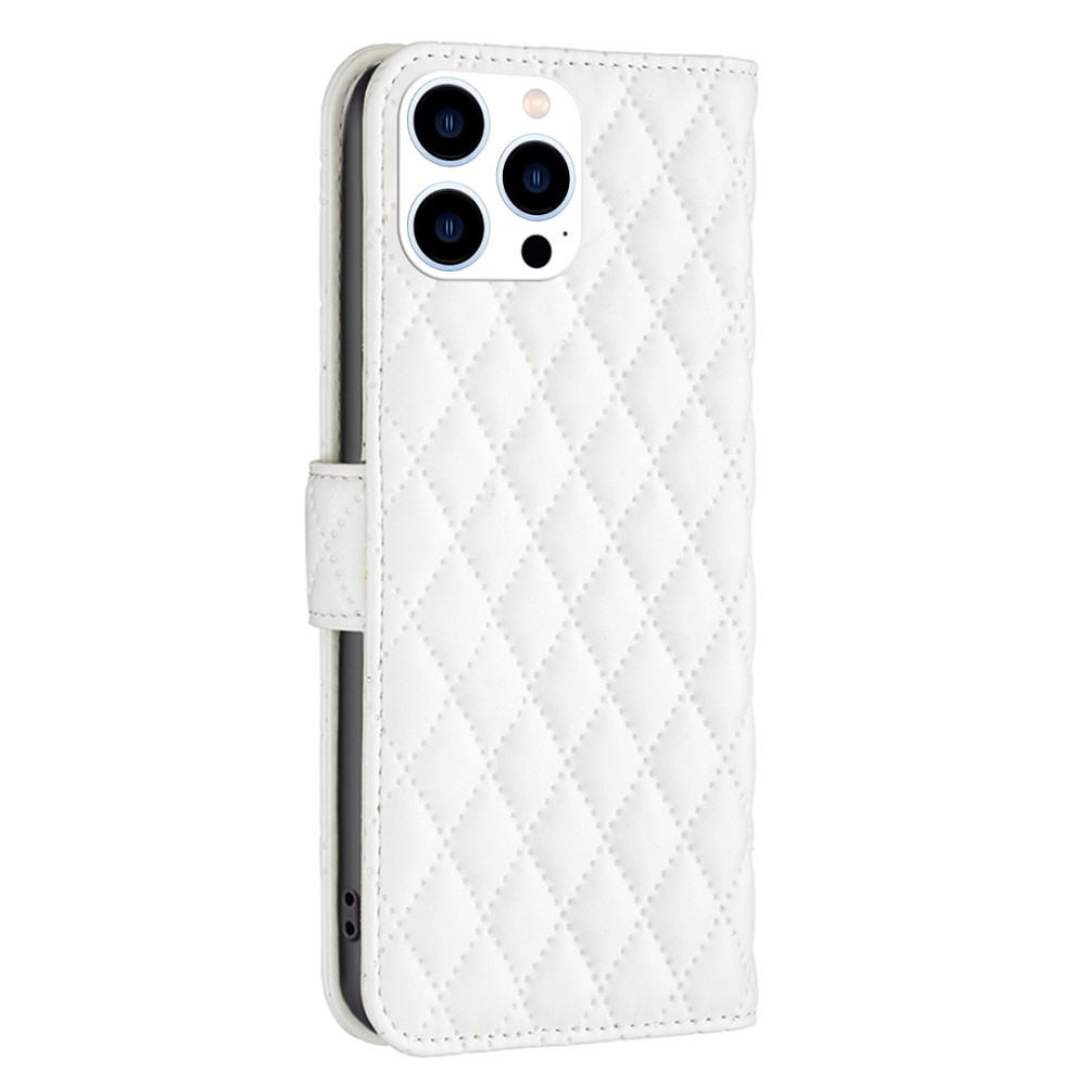  iPhone 16 Pro Fodral Diamond Läder Vit
