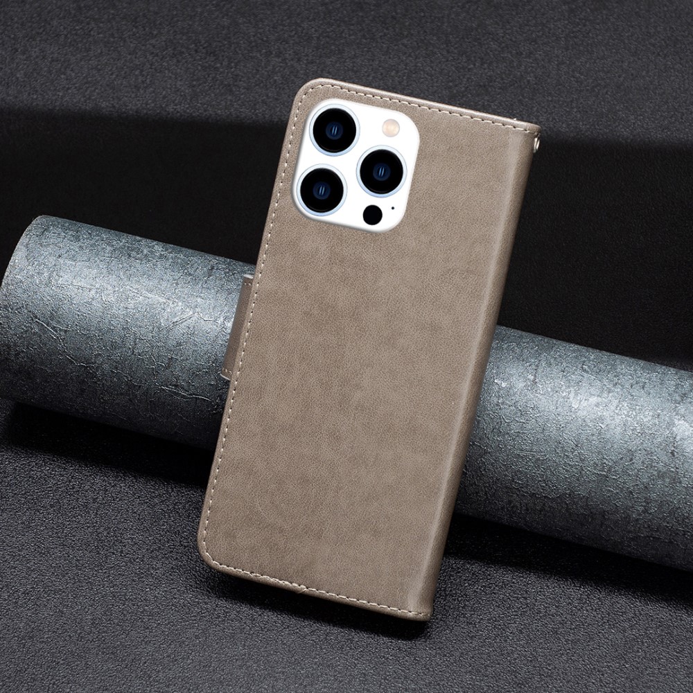  iPhone 16 Pro Fodral Med Tryckta Fjärilar Grå