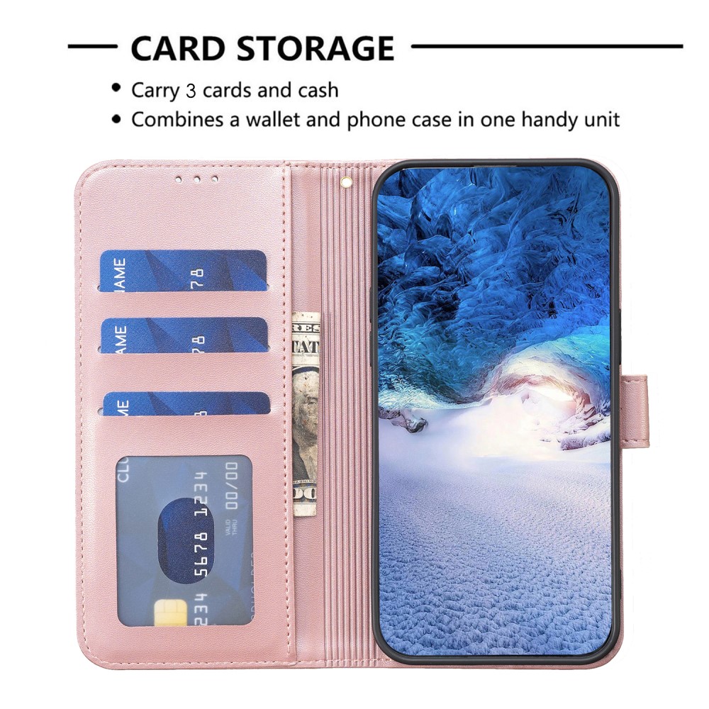  iPhone 16 Pro Fodral Fyrklöver Läder Roséguld