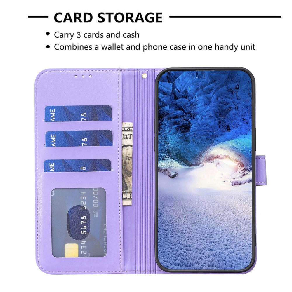  iPhone 16 Pro Fodral Fyrklöver Läder Lila