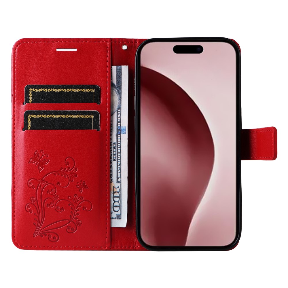  iPhone 16 Pro Fodral Fjäril Tryck Röd
