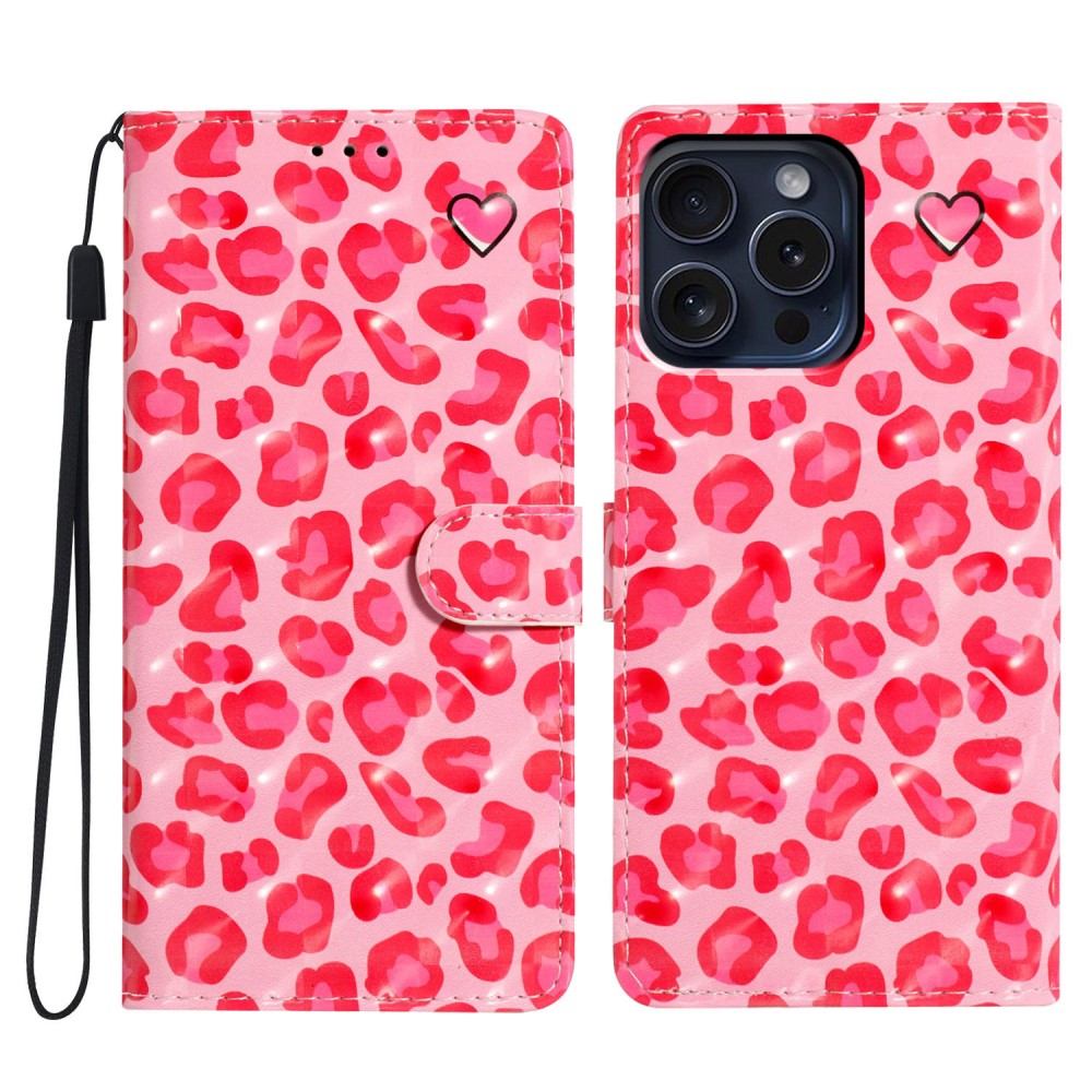  iPhone 16 Pro Fodral Rosa Leopard Mönster