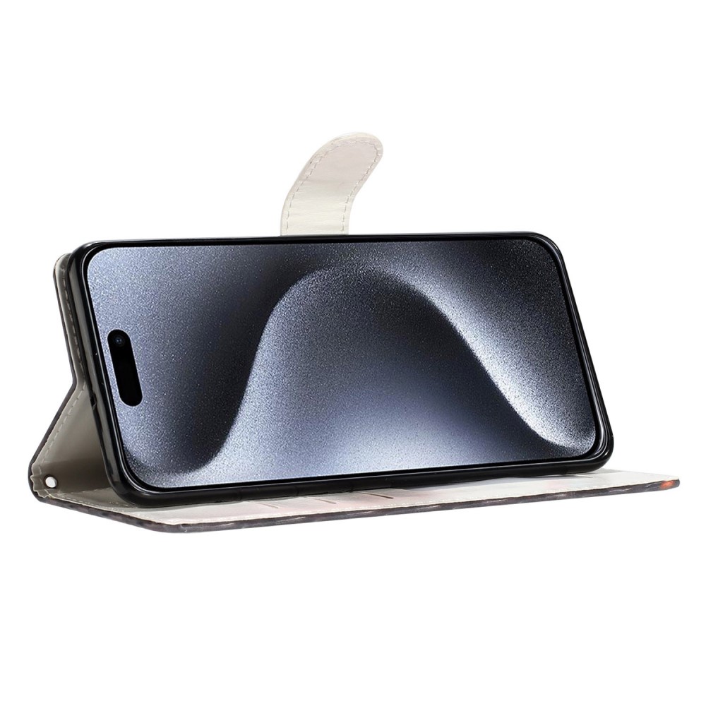  iPhone 16 Pro Fodral Med Tryck Vit Katt