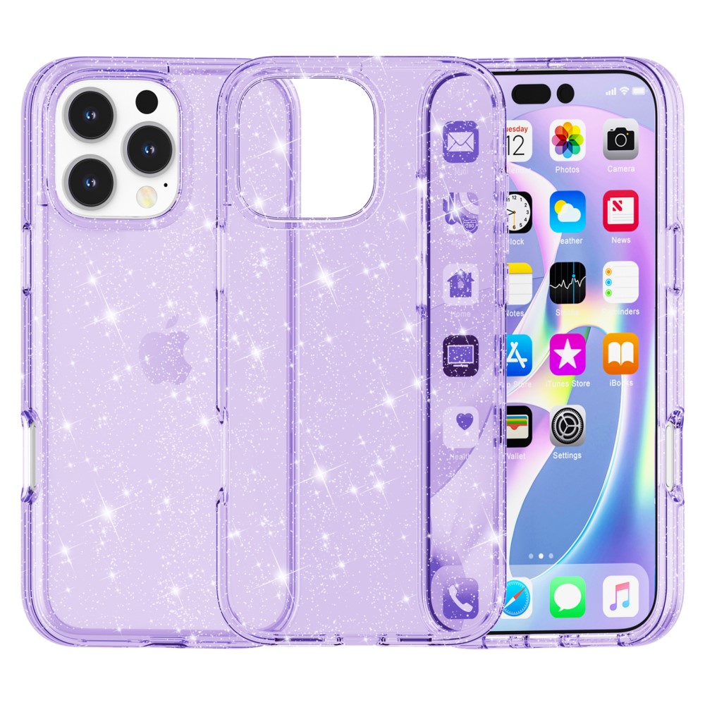  iPhone 16 Pro Skal Glitter Lila