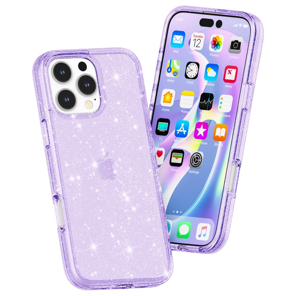  iPhone 16 Pro Skal Glitter Lila