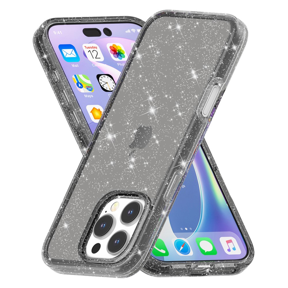  iPhone 16 Pro Skal Glitter Svart