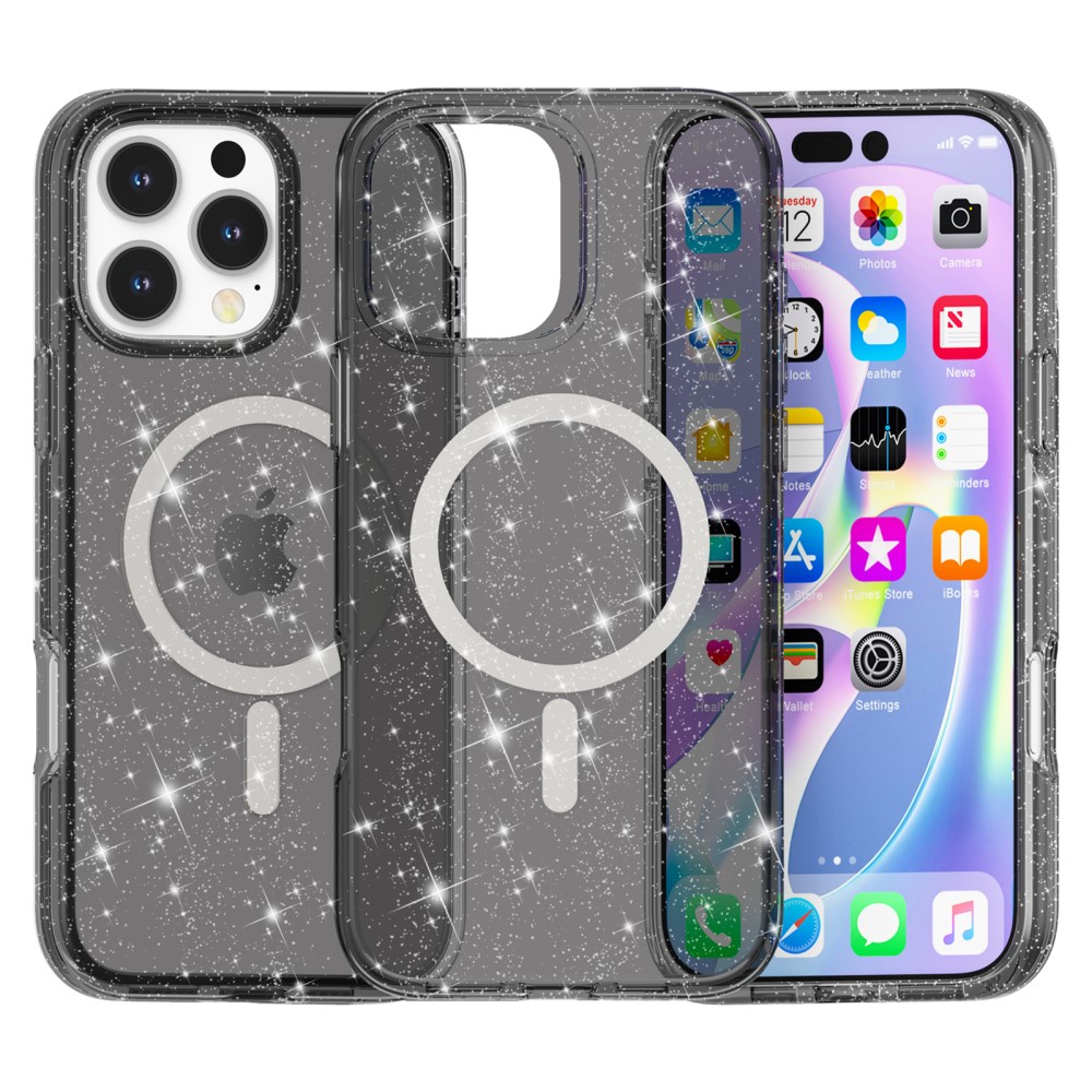  iPhone 16 Pro Skal MagSafe Glitter Svart