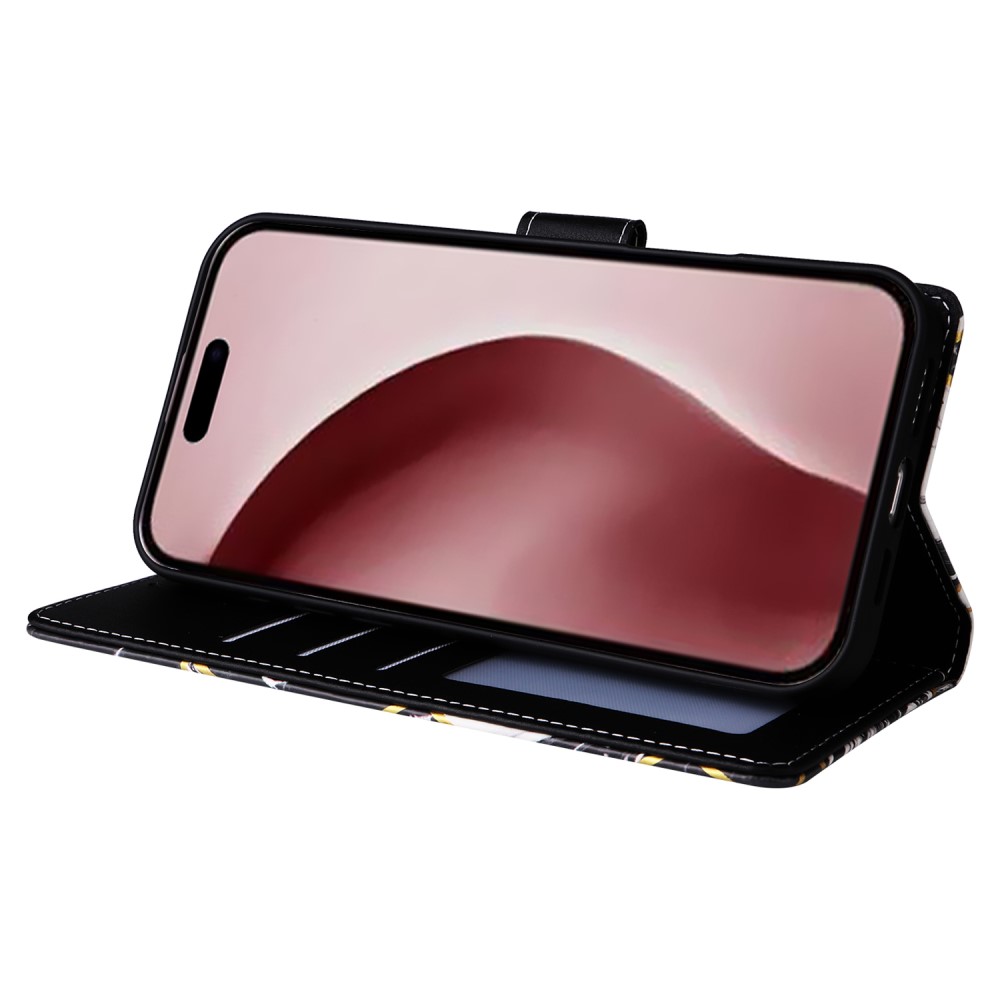  iPhone 16 Pro Fodral Läder Marmor Svart/Vit