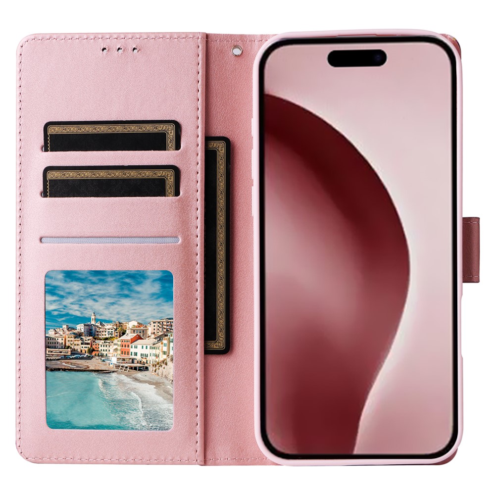  iPhone 16 Pro Fodral Läder Marmor Rosa
