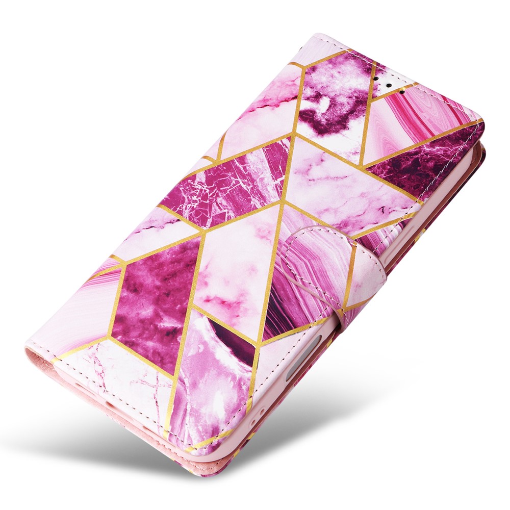  iPhone 16 Pro Fodral Läder Marmor Rosa