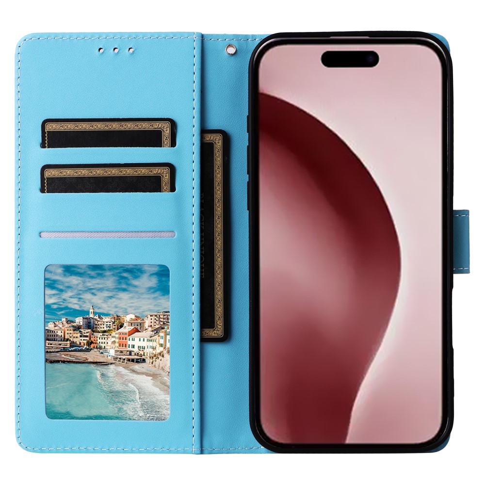  iPhone 16 Pro Fodral Läder Marmor Blå