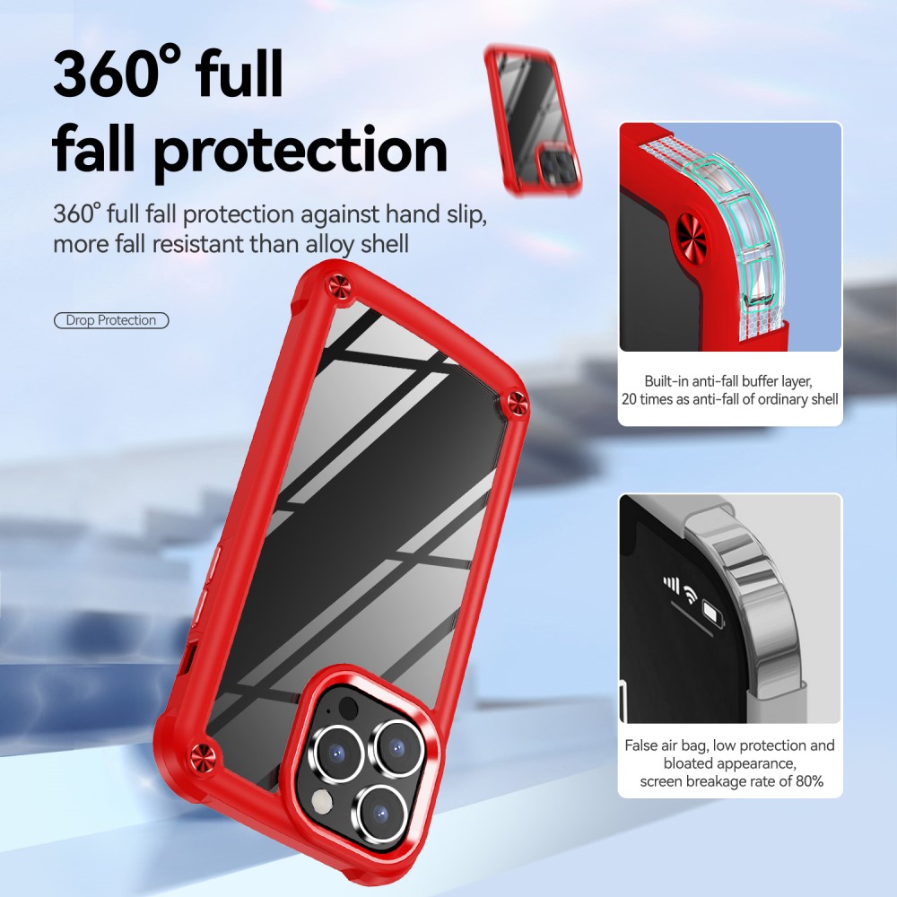  iPhone 16 Pro Skal Shockproof Hybrid Armor Röd