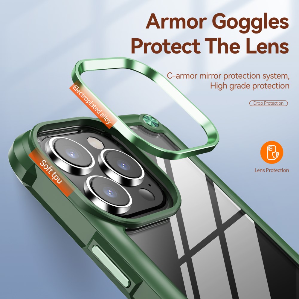  iPhone 16 Pro Skal Shockproof Hybrid Armor Grön