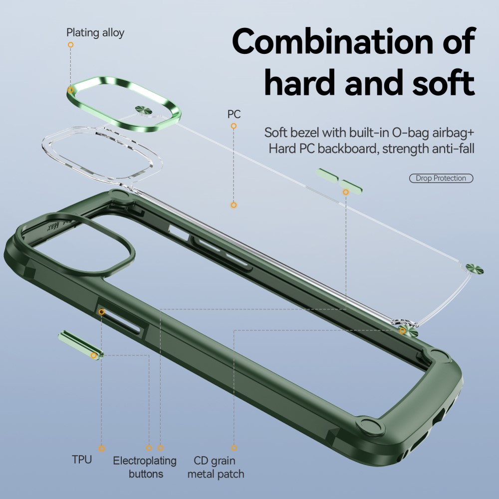  iPhone 16 Pro Skal Shockproof Hybrid Armor Grön