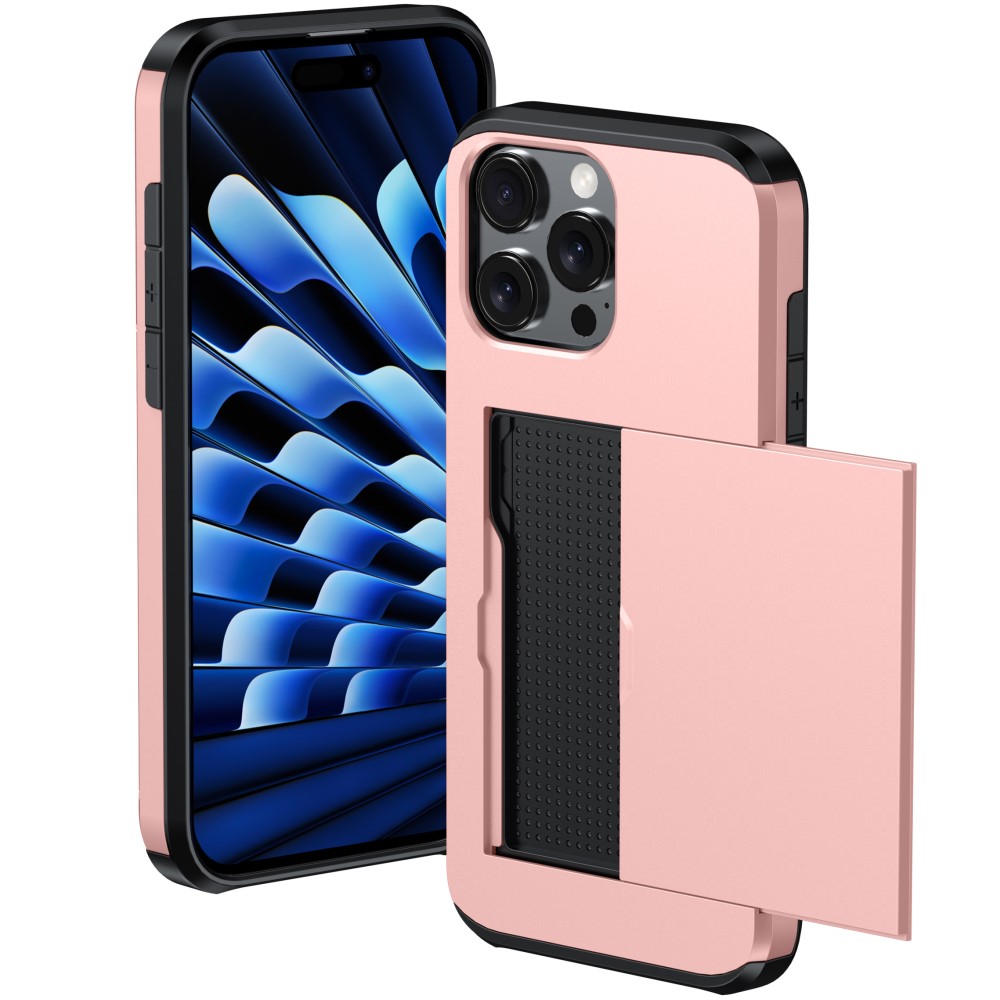  iPhone 16 Pro Skal Med Kortfack Hybrid Silver
