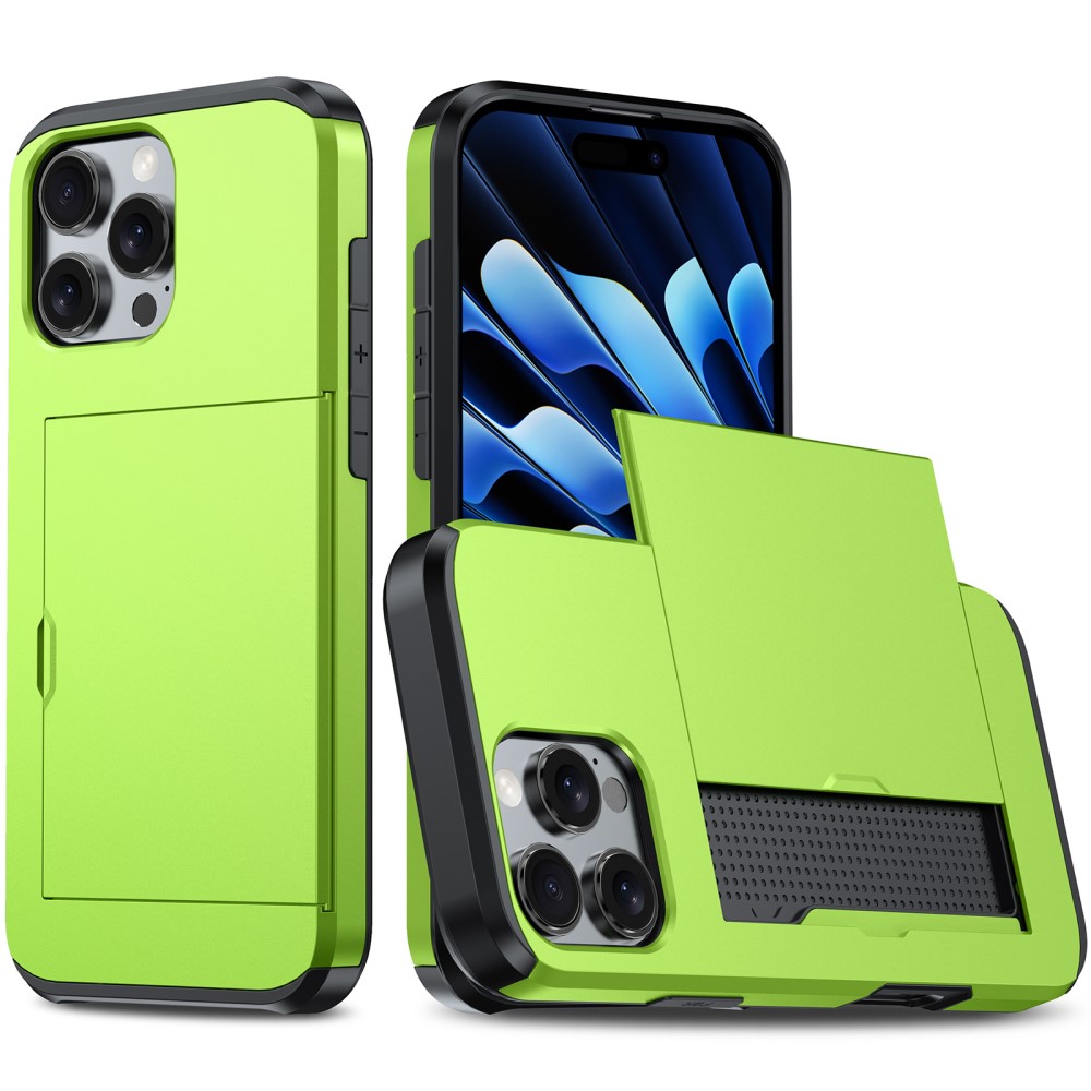  iPhone 16 Pro Skal Med Kortfack Hybrid Grön