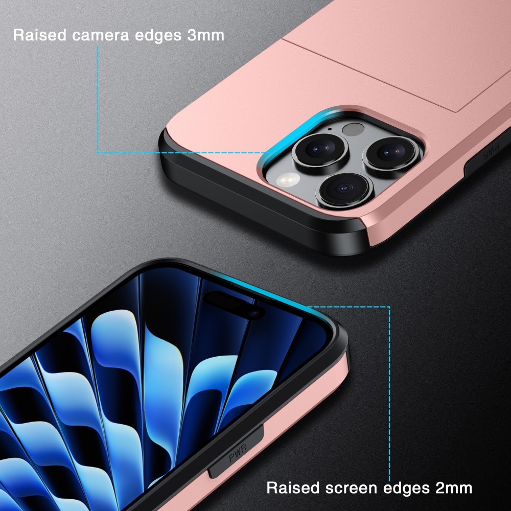  iPhone 16 Pro Skal Med Kortfack Hybrid Svart