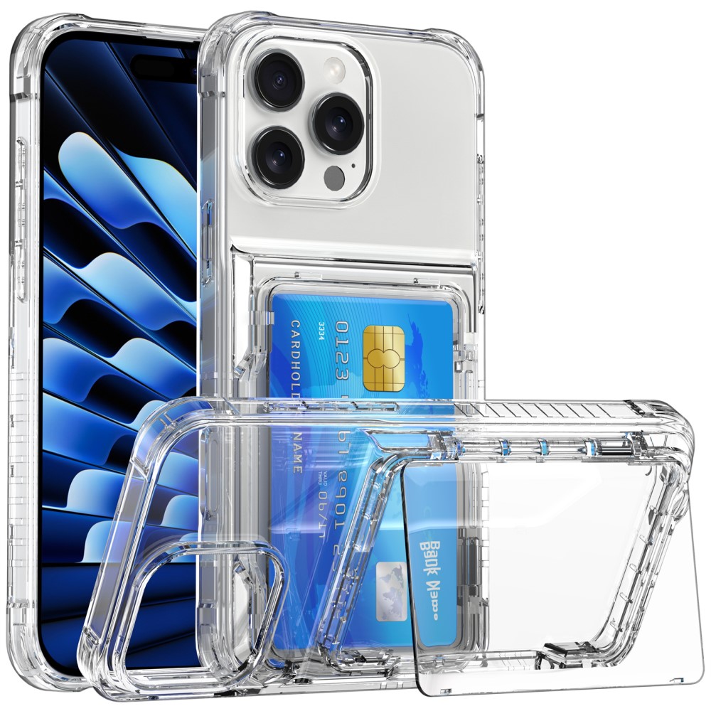  iPhone 16 Pro Skal Kickstand Med Korthållare Transparent