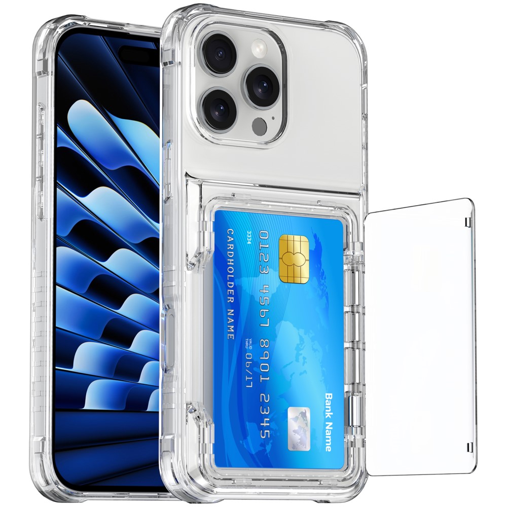  iPhone 16 Pro Skal Kickstand Med Korthållare Transparent